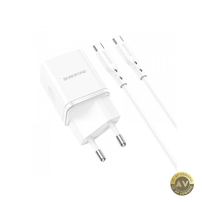 Incarcator Retea Cu Cablu USB-C Borofone BN7 20W 3A 1 x USB-A - 1 x USB-C Alb