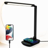 Lampa de Birou cu LED, Incarcare Smart Wireless, Touch Control, Ajustare Intensitate, Pliabila, Negru