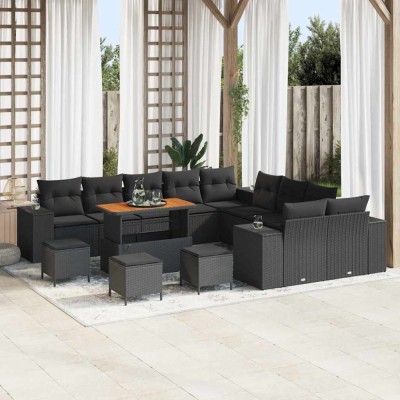 vidaXL Set de canapele pentru grădină 14 pcs Negru 110 x 55 x 71 cm 3364019 foto