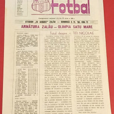 Program meci fotbal "ARMATURA" ZALAU - "OLIMPIA" SATU MARE (02.11.1986)