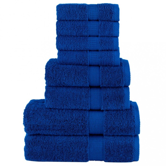 Set de prosoape premium SOLUND, 8 piese, albastru, 600 g/m&sup2;