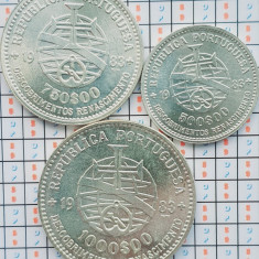 Set 3 monede Portugalia 500, 750, 1000 escudos Exhibition 1983 argint - A033