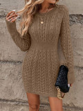 Cumpara ieftin Rochie mini stil pulover tricotat, maro