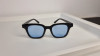 Ochelari de soare Vintage Square - Rama neagra Lentile albastre, Rectangulara, Unisex, Protectie UV 100%