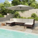 Cumpara ieftin Gossi set mobilier de gradina cu perne, 6 piese, maro, poliratan