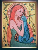 Pictura pe panza "Pisica albastra", 30x40 cm