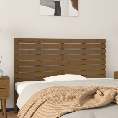 vidaXL Tăblie de pat pentru perete, maro miere, 126x3x63 cm, lemn pin foto