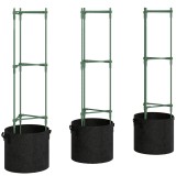 Outsunny Patură &icirc;nălțată cu suport pentru cățărători saci 83,7 litri set de 3 jardiniere triunghiulare suport roșii 35 x 35 x 120 cm | Aosom Romania