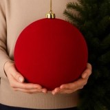 Glob roșu catifelat pentru impodobirea bradului de Crăciun &Oslash;20cm, CMCLASS