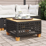 Gossi masa de gradina, negru, 55x55x36 cm, poliratan si lemn acacia