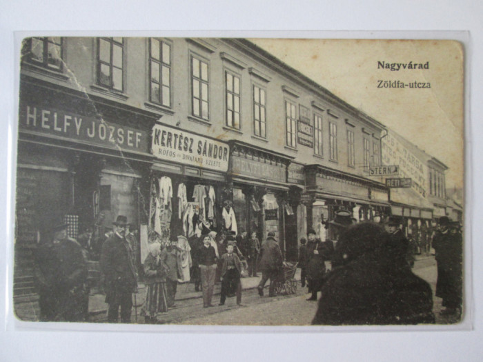 Rară! Oradea:Strada Comerciala,magazine,carte poștală circ.1906 ștampilă Zsibo