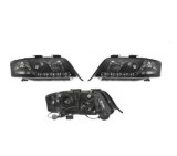Set faruri Audi A6, 05.1901, partea Stanga+Dreapta, Tuning, Fata, cu lumina de parcare LED; tip bec H1+H1; manual/electric; negru, transparent; fara