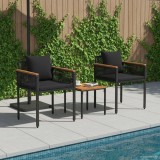vidaXL Set de Mobilier pentru Exterior cu pernă 3 pcs Negru Ratan PE 42025231