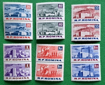 TIMBRE ROMANIA MNH LP558/1963 -Constrctii ale socialismului in R.P.R. -Serie &amp;icirc;n pereche - foto
