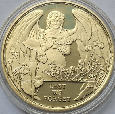 1 Crown 2017 Gibraltar, Battle of Ypres; Gold Plated , Proof, Capsula., km#1609a foto
