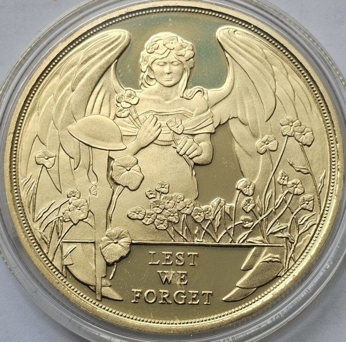 1 Crown 2017 Gibraltar, Battle of Ypres; Gold Plated , Proof, Capsula., km#1609a