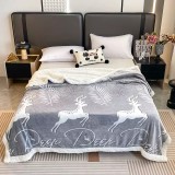 Cumpara ieftin Patura Cocolino cu Blanita pentru Pat Dublu, Cerbi, Gri - JOJ732