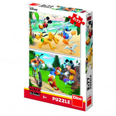 Puzzle 2 in 1 Mickey campionul, 77 piese, 4-8 ani