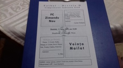 program FC Zimandu Nou - Vointa mailat foto