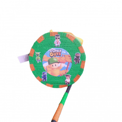 Pinata personalizata model rotund Stumble Guys, 40 cm, verde+portocaliu foto