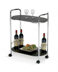 Masa minibar mobila, din metal si sticla BAR-3 Black, L65xl37xH76 cm foto