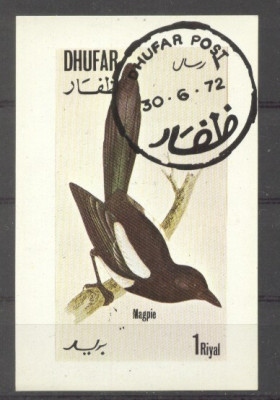 Dhufar 1972 Birds, mini imperf.sheet, used AI.016 foto