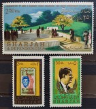 BC246, Sharjah 1966, 2 serii congrese, Kennedy, arhitectura (3 poze, vezi si poza pe spate)