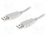 Cablu din ambele par&amp;#355;i, USB A mufa, USB 2.0, lungime 2m, gri deschis, BQ CABLE - BQC-USB2AA/2