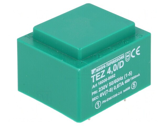 Transformator &Icirc;ncapsulat 4VA 230V 6V PCB IP00