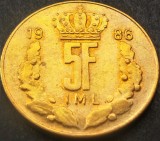 Cumpara ieftin Moneda 5 FRANCI - LUXEMBURG, anul 1986 * cod 1808 A = excelenta