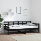 VidaXL Pat de zi, negru, 90x190 cm, lemn masiv de pin 820371