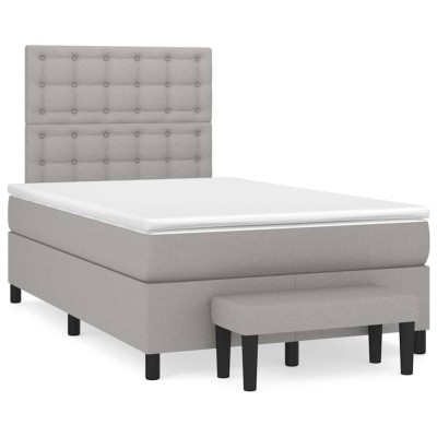 Gossi pat box spring cu saltea, gri deschis, 120x190 cm, textil foto