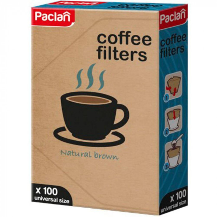 Rezerve Filtru Cafea PACLAN, Tip 4, 100 Buc/Set, Culoare Maro, Rezerva Hartie Cafea, Rezerva din Hartie pentru Filtru de Cafea, Accesorii Cafea, Filtr