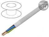 Cablu electric rotund textil alb 3x0.75 mm&sup2;