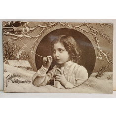 FROHLICHE WEINACHTEN - SARBATORI FERICITE , CARTE POSTALA ILUSTRATA , 1906