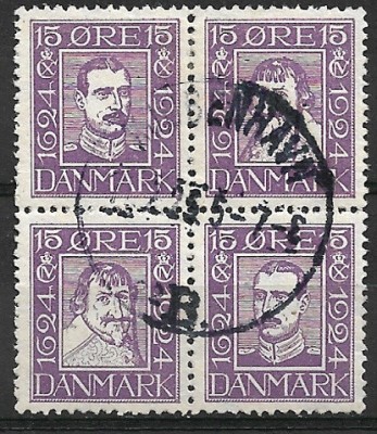 B1603 - Danemarca 1924 - bloc de 4 stampilat foto