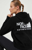 The North Face hanorac de bumbac femei, culoarea negru, cu glugă, cu imprimeu