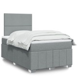 vidaXL Pat box spring cu saltea, gri deschis, 120x190 cm, textil 3291600