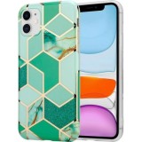 Husa protectie flippy compatibila cu samsung galaxy s21 ultra soft imd tpu marble geometric verde