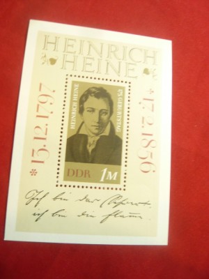 Bloc DDR 1972 - Personalitati - H.Heine -scriitor foto