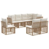 vidaXL Set de canapele de exterior cu pernă 8 pcs natural Poliester 3437484