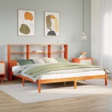 VidaXL Pat cu bibliotecă fără saltea maro 180x200 cm lemn masiv de pin