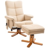 HOMCOM Massagesessel cu Hocker, Scaun de relaxare electric rotativ la 360&deg; cu funcție de &icirc;ntindere și spațiu de depozitare, scaun TV cu buzunar latera
