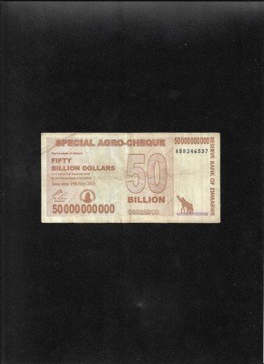 Rar! Zimbabwe 50000000000 50 000 000 000 dollars 2008 seria8246537 foto