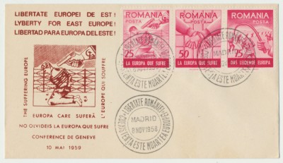 Romania Exil 1958 FDC triptic Europa care sufera - Conferinta de la Geneva foto