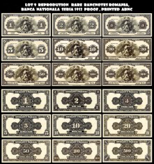 Lot 9 Reproducere bancnote Proiect Romania Seria 1912 Proof Antique
