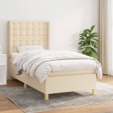 Cumpara ieftin Pat box spring cu saltea, crem, 80x200 cm, textil