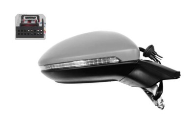 Oglinda exterioara Volkswagen Golf Viii, 11.2019-, montare dreapta, reglaj electric; grunduit; sticla convexa; geam cromat; 16 gauri / 6 pini; cu sem foto