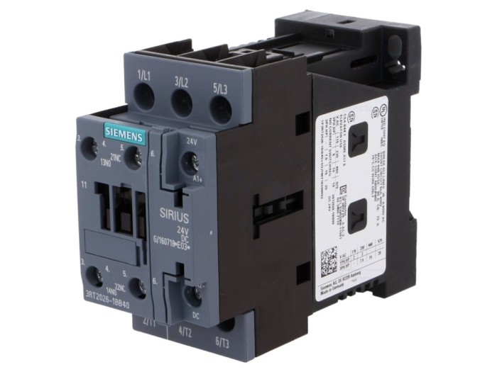 Contactor 3P 25A 24VDC NO+NC