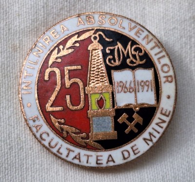 Facultatea de Mine 1968-1991, Insigna email - SUPERBA foto